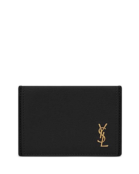 Saint Laurent Tiny Cassandre Card Case in Grained 